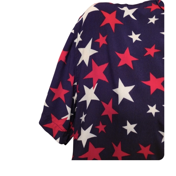 EIGTH AVENUE Mens Casual Red White And Blue Stars Button Down Shirt Size Large - Picture 3 of 10